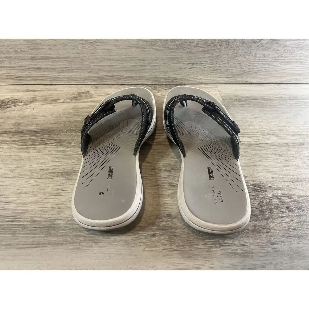 Women's Clarks Cloudsteppers‎ Brinkley Jazz Flip Flops Black White Size 9